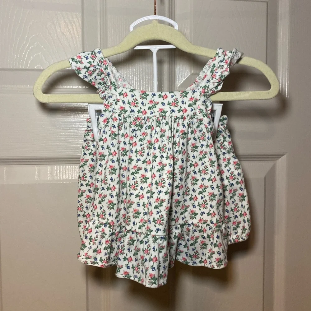 NWT Ralph Lauren Girls Floral Cotton Jersey Top & Bloomer‎ Set Summer Vacation